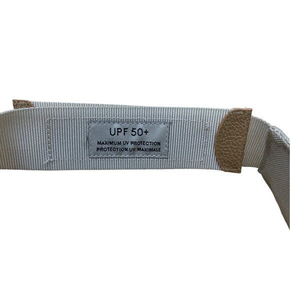 Eric Javits Beige Squishee Visor Hat With Adjustable Strap & Gold Button Detail - Picture 7 of 11